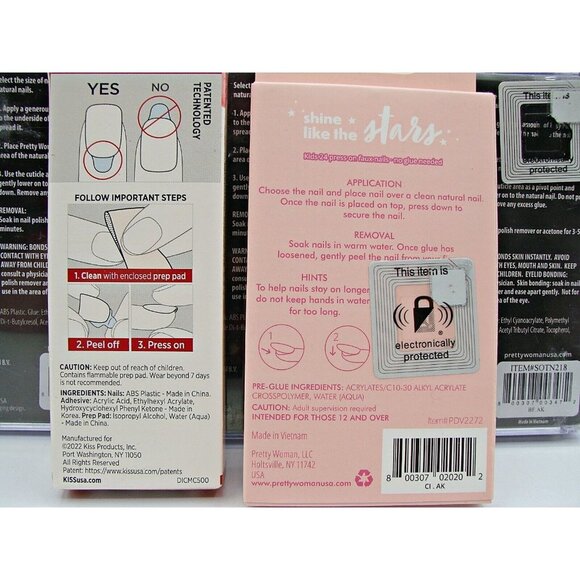 Lot 5 Pretty Woman Kiss Press on Glue Nails New Box Leopard White Blue Coffin - Picture 14 of 14